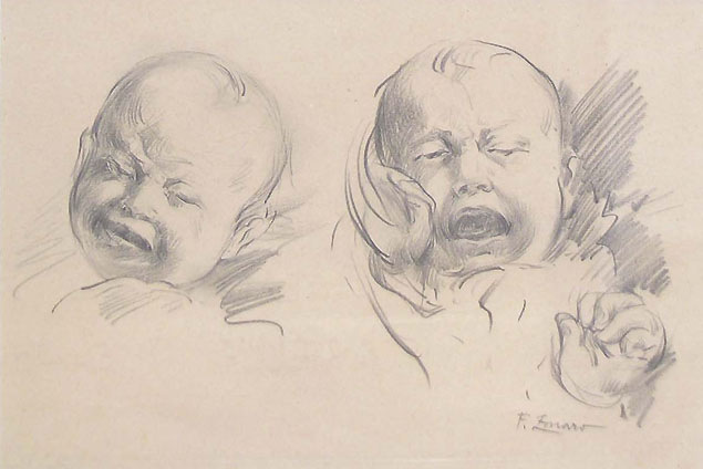 Fausto Zonaro, studies of a baby